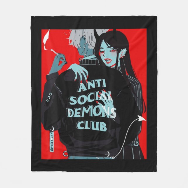 Anime Girl Kawaii Waifu Egirl Aesthetic JapO Fleecefilt (Framsidan)