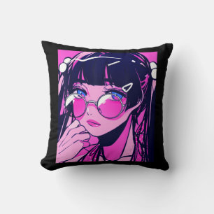 Anime Girl Kawaii Waifu Rosa Aesthetic Japan Ot Kudde