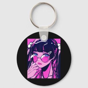 Anime Girl Kawaii Waifu Rosa Aesthetic Japan Ot Nyckelring