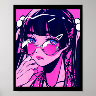 Anime Girl Kawaii Waifu Rosa Aesthetic Japan Ot Poster