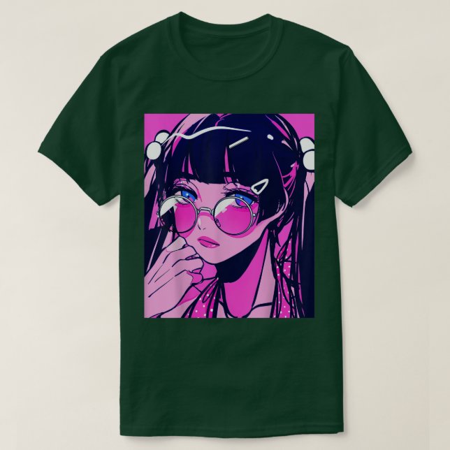 Anime Girl Kawaii Waifu Rosa Aesthetic Japan Ot T Shirt (Design framsida)
