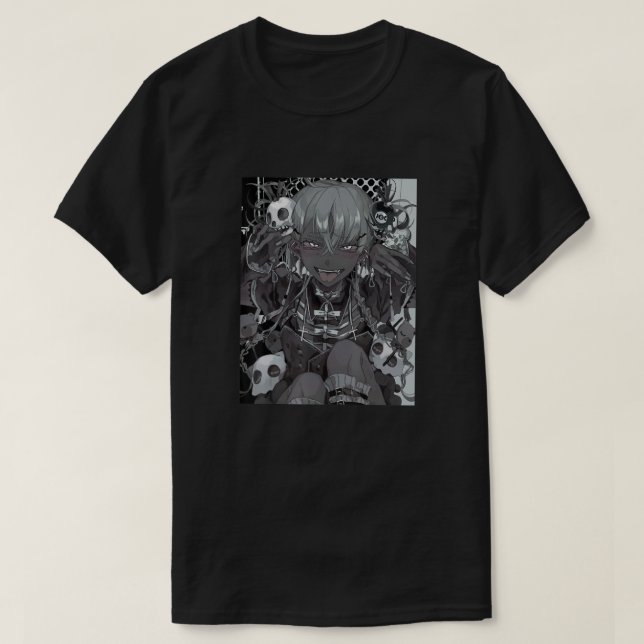 Anime Girl Kawaii Yandere Waifu Aesthetic Japanskt T Shirt (Design framsida)