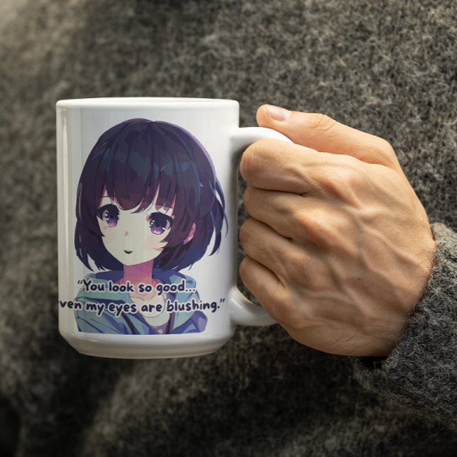 Anime Girl kommenterar Du ser så Bra ut Kaffemugg (Skapare uppladdad)
