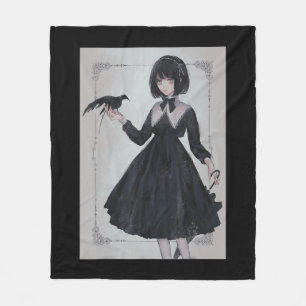 Anime Girl Ledsen Retro Aesthetic Japana Otaku Fleecefilt