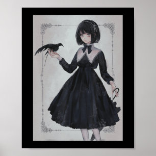 Anime Girl Ledsen Retro Aesthetic Japana Otaku Poster