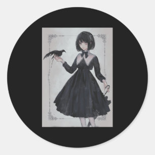 Anime Girl Ledsen Retro Aesthetic Japana Otaku Runt Klistermärke