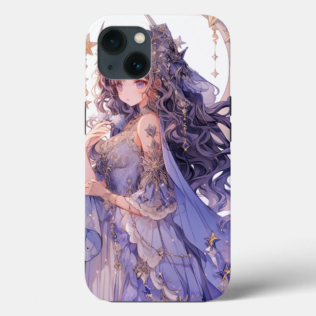 Anime Girl Lila Måne Princess Fantasy Art (Baksida)