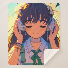 Anime Girl Listening to Music