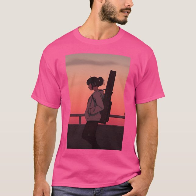 Anime Girl Lofi 90'S T Shirt (Framsida)