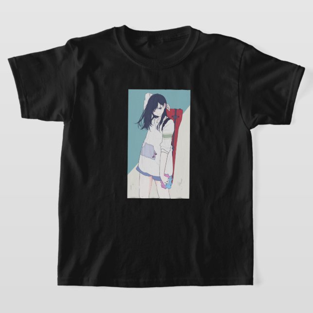 Anime Girl Lofi Aesthetic Retro 90s Waifu Japanese T Shirt (Laydown)