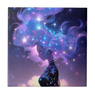 Anime Girl made of Stars Kakelplatta