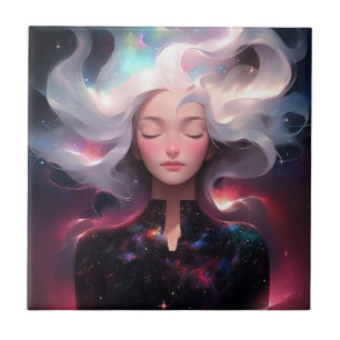 Anime Girl made of Stars Kakelplatta