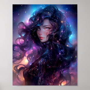 Anime Girl made of Stars Poster