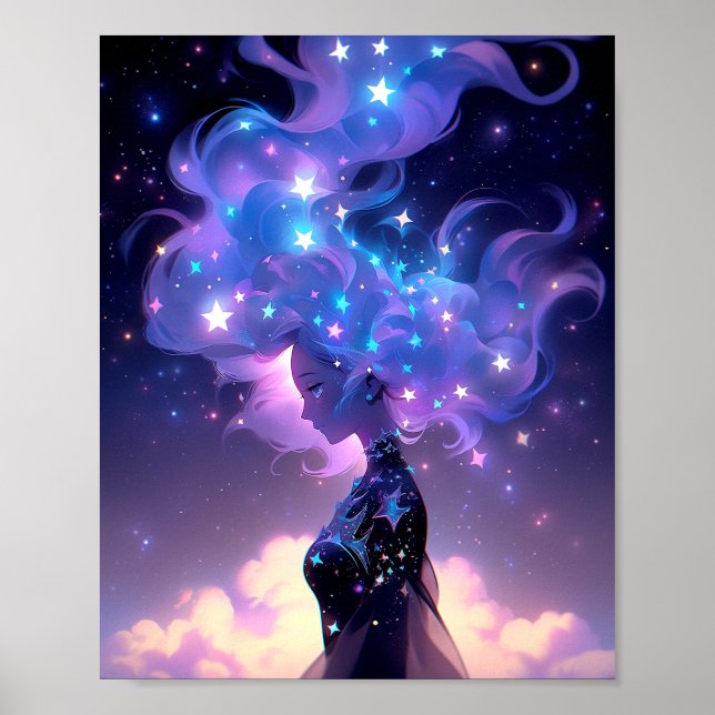 Anime Girl made of Stars Poster (Framsidan)