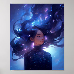Anime Girl made of Stars Poster