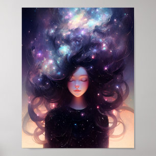 Anime Girl made of Stars Poster