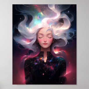Anime Girl made of Stars Poster