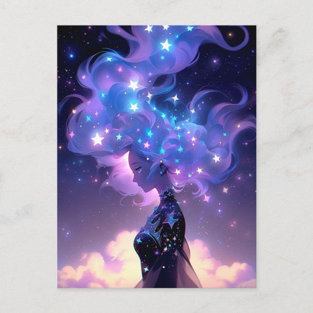 Anime Girl made of Stars Vykort (Framsida)