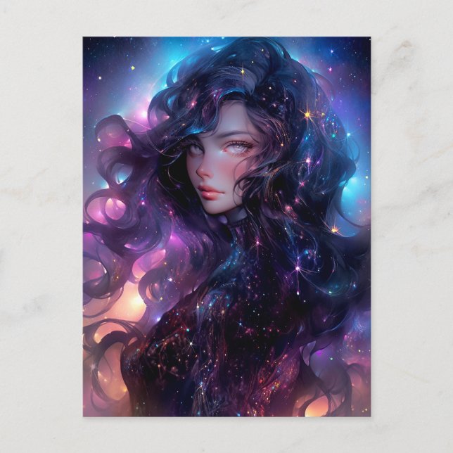 Anime Girl made of Stars Vykort (Framsida)