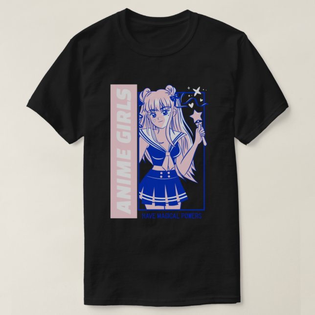 Anime Girl Magic Powers T Shirt (Design framsida)