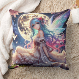 Anime Girl Måne Fairy Princess i Garden Kudde