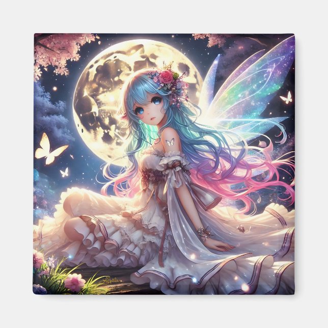 Anime Girl Måne Fairy Princess i Garden Magnet (Framsidan)