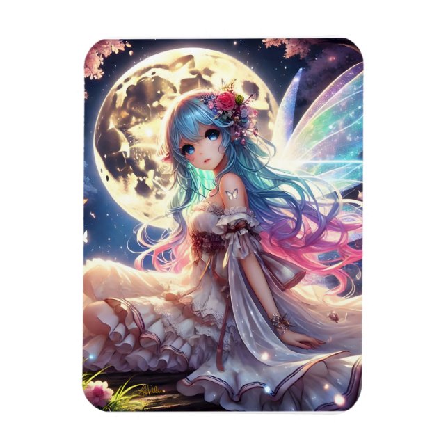 Anime Girl Måne Fairy Princess i Garden Magnet (Vertikal)