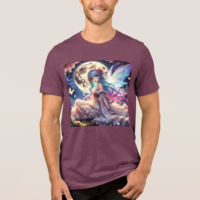 Anime Girl Måne Fairy Princess i Garden T Shirt (Framsida)