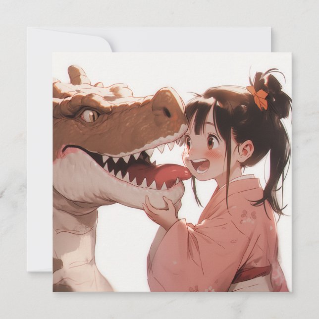 Anime Girl med Dinosaur Friend (Framsida)