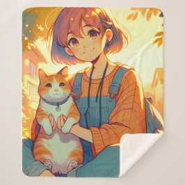 Anime Girl med hennes favoritkatt