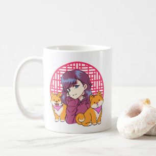 Anime Girl med Hundar Kaffemugg
