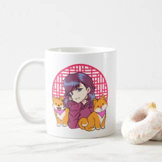 Anime Girl med Hundar Kaffemugg