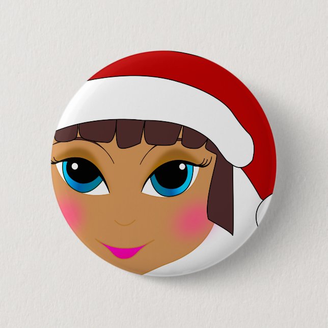 Anime Girl med Santa's Hat Knapp (Framsida)