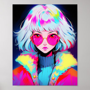 Anime Girl Modern Colorful Art Poster