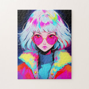 Anime Girl Modern Colorful Art Pussel