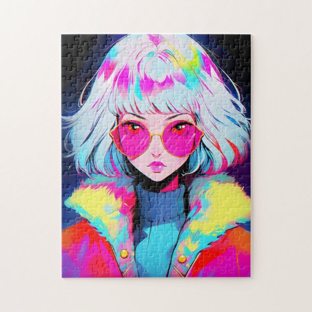 Anime Girl Modern Colorful Art Pussel (Vertikal)