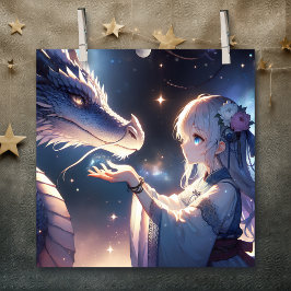 Anime Girl och Hennes Dragon Mystical Poster