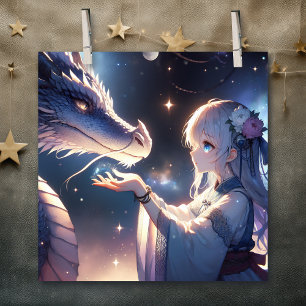 Anime Girl och Hennes Dragon Mystical Poster
