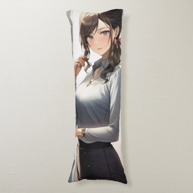 Anime Girl Office Worker Kroppskudde (Framsidan Vertikal)