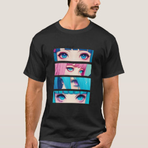 Anime Girl Ögon japansk Aesthetic Kawaii Pastel O T Shirt