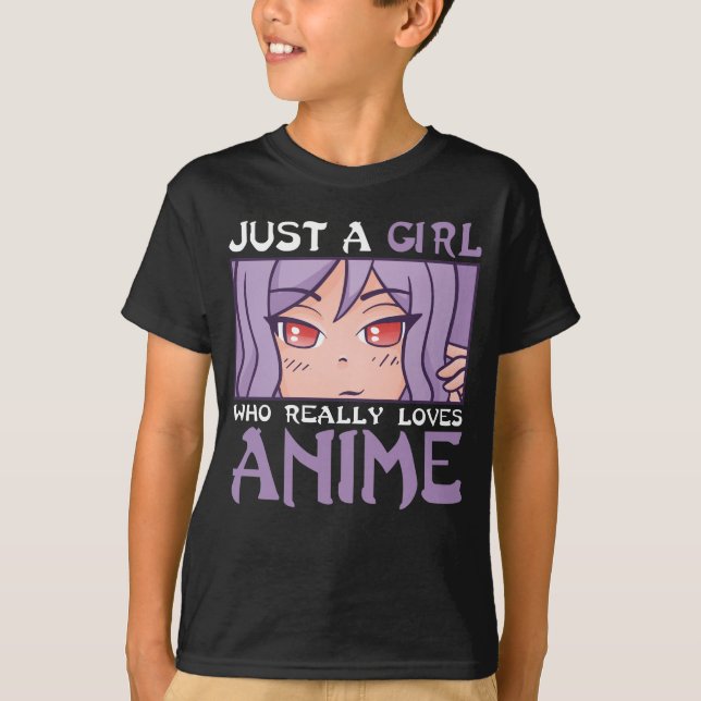 Anime Girl Otaku Kids Japansk Tecknad Manga Fläkt T Shirt (Framsida)