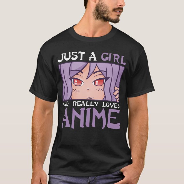 Anime Girl Otaku Kids Japansk Tecknad Manga Fläkt T Shirt (Framsida)
