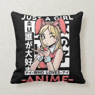Anime Girl Otaku Tonåring japansk Tecknad Fläkt Kudde