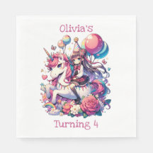 Anime Girl på Unicorn Birthday Personlig
