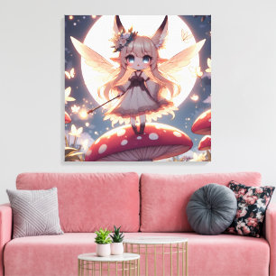 Anime Girl Pixie Hippie Måne Fairy Canvastryck