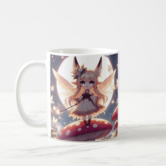 Anime Girl Pixie Hippie Måne Fairy Kaffemugg (Vänster)