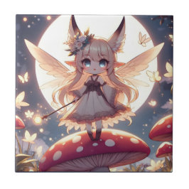Anime Girl Pixie Hippie Måne Fairy Kakelplatta