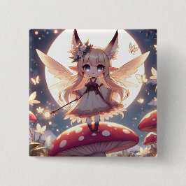 Anime Girl Pixie Hippie Måne Fairy Knapp