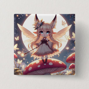 Anime Girl Pixie Hippie Måne Fairy Knapp