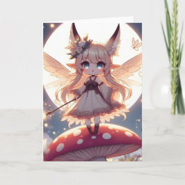 Anime Girl Pixie Hippie Måne Fairy Kort